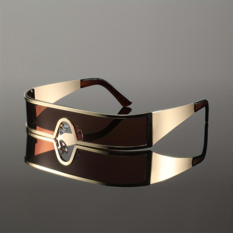 Non-polarized Vintage Trendy Design Small Frame Punk One-Piece Women Men Sunglasses Metal Frame Outdoor Driving Men Sun Eyeglasses