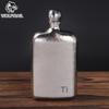 Kompakte Mini-Taschenflasche aus reinem Titan mit kugelförmigem Deckel – Tragbares Outdoor-Alkohol-Set