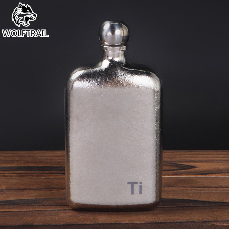 Kompakte Mini-Taschenflasche aus reinem Titan mit kugelförmigem Deckel – Tragbares Outdoor-Alkohol-Set