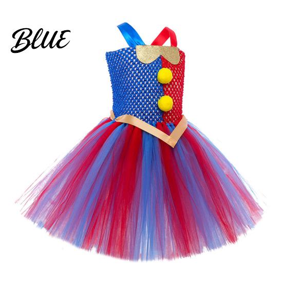 Childrens Pointed Hat Kids Clown Costume Dress Set with Headband & Gloves Girls Circus Soft Mesh Tutu Princess Dress Halloween Stage Performance
