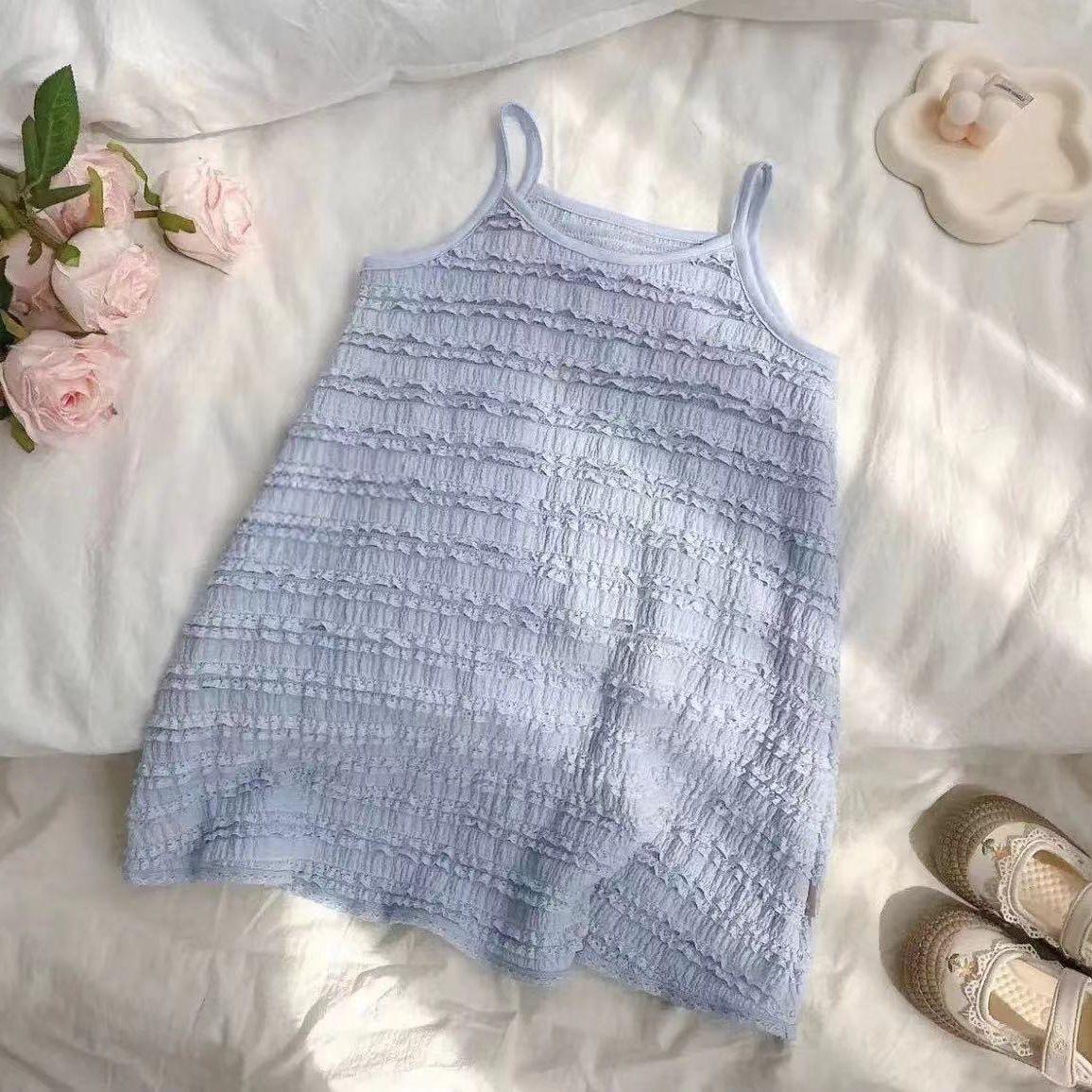 

Летнее платье принцессы без рукавов 2025 года для маленьких девочек 130 cm синий