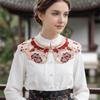 Retro Elegant Hanfu Shawl Embroidery Floral Pattern False Collar Decorative Vintage Yunjian Round Neck Hanfu Outfit
