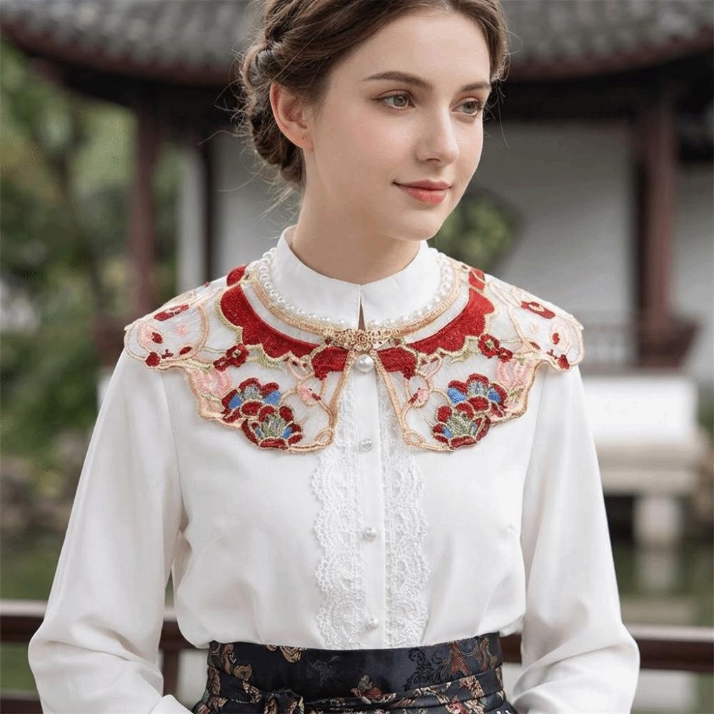 Elegant Hanfu Shawl Floral Pattern Hanfu Shoulder Collar Ancient False Collar Costume Accessory