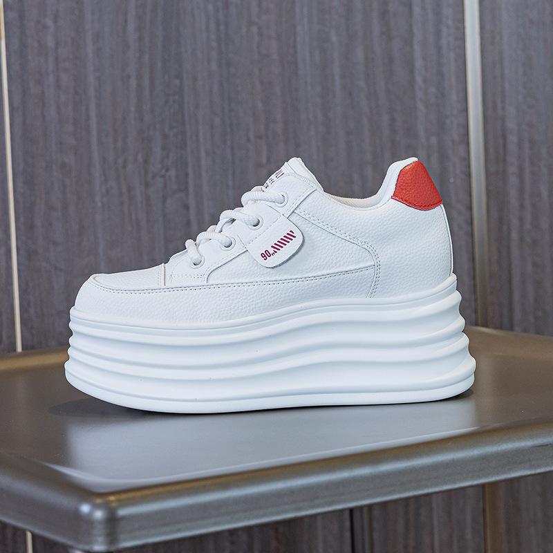 2025 Spring Autumn Popular Korean Version of Little White Shoes Women's Casual Versatile Breathable Thick Sole Inner Height Increase Color Matchin
