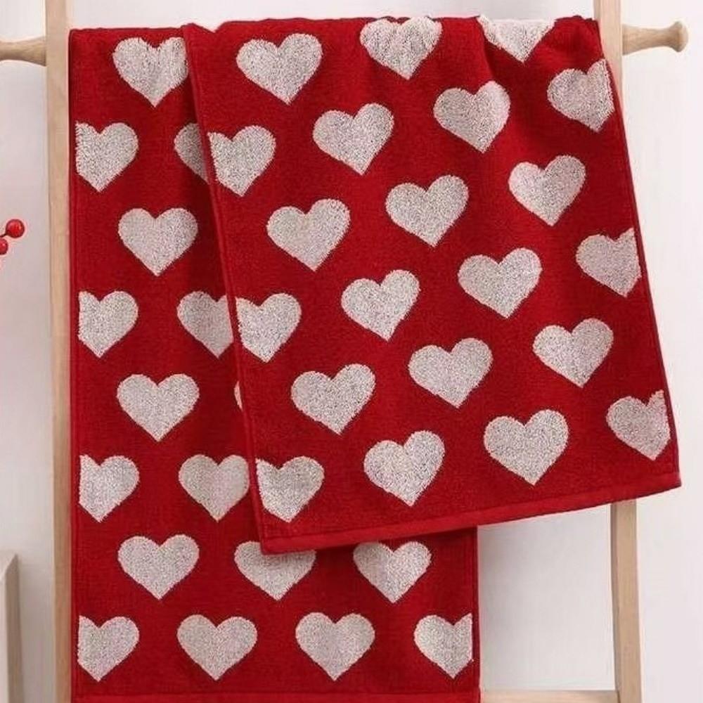 Heart Wedding Red Towel Red Color Absorbent Material Shower Towel Soft Texture 34*74 Cm Bath Face Towel Valentine's Day