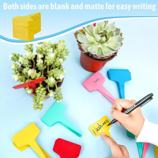 100Pcs T-Type Plant Tags Garden Labels Plastic Plant Marker Tags Labels with Marking Waterproof Reusable Plant