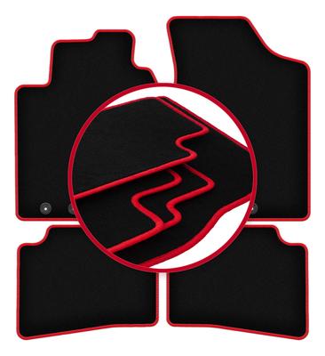 Velour Floor Mats with Red Edge For: Hyundai I30 I Hatchback, Station Wagon, CW (2007-2012)