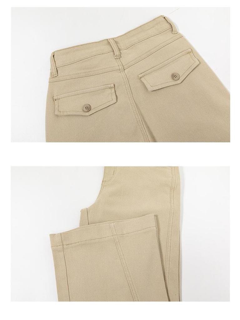 Spring 2026 Korean-Style High Waist Milk Tea Wide Leg Flare Jeans for Women