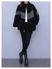Women's Plus Size Color Block Fleece Coat - Lamb Wool One-Piece, Autumn & Winter Fashion