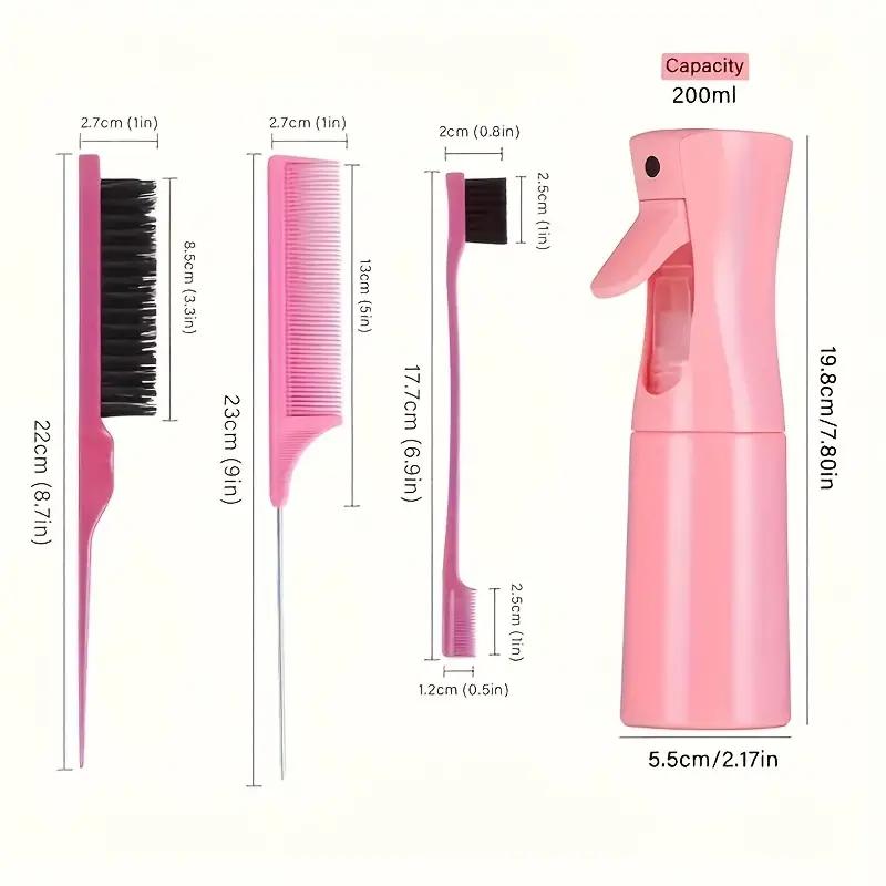 Black Hairdressing Set, Spray Bottle, Hair Comb, Eyebrow Brush, Hair Styling Set, Home Use