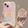 Floral Flower Bracket Case Cover for Samsung Galaxy S25 S24 FE S22 S23 Ultra Plus A56 A55 A35 A54 A15 A16 A17 5G Wavy Shell