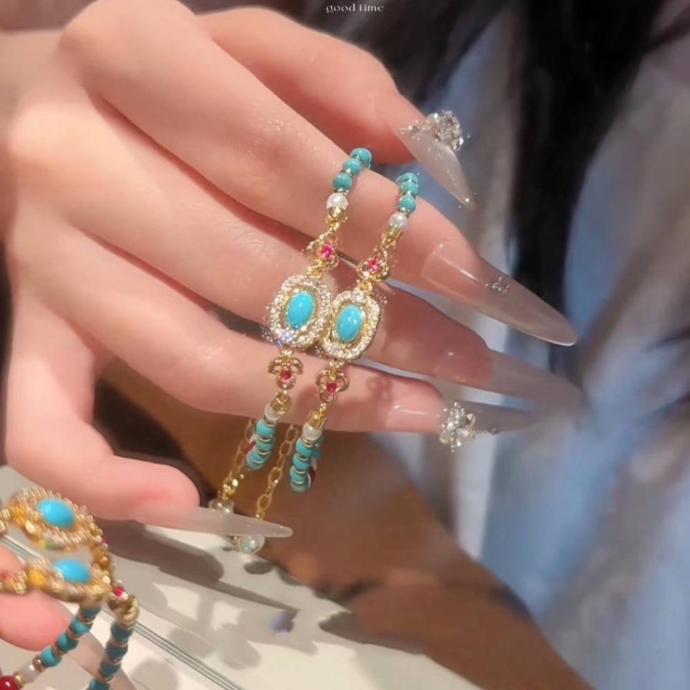 Turquoise Imitation Beaded Bracelet Adjustable Fashion Jewelrys Women's Bracelet Birthday Gifts