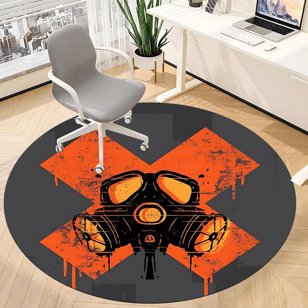 1pc Radiation Mask Office Round Area Rug, Indoor Mat Suitable For Office, Under Office Chairs Bedroom Living Room Home Decor, Room Deco