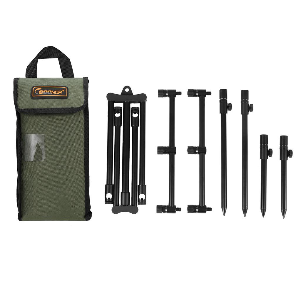 Detachable Fishing Rod Stand Buzz Bar Pole Rest Head Folding Retractable Fishing Rod Holder with Carry Bag