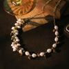 Natural Pearl Tiger Eye Stone Chain Necklace New Design Handmade Luxury Necklace Banquet Gift Women's Jewelry GN0871