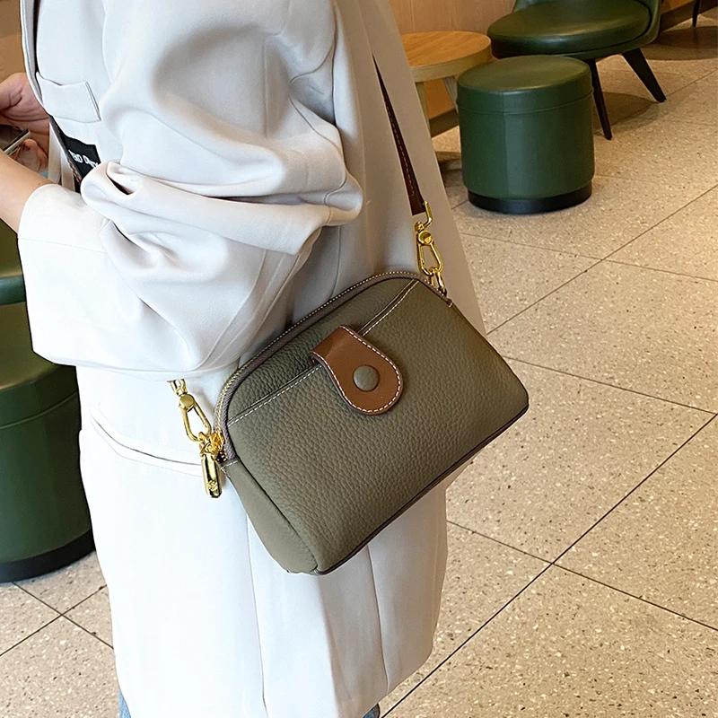 Genuine Leather Bag for Women Small Square Bag Retro Shoulder Crossbody Bag Luxury Bag for Ladies Designer Feminine Fashion