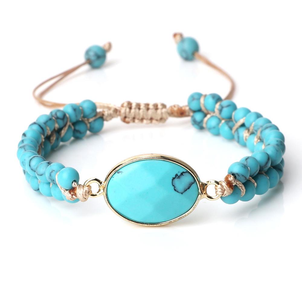 Double-layer woven bracelet, natural stone bracelet, agate and turquoise woven tiger's eye bracelet