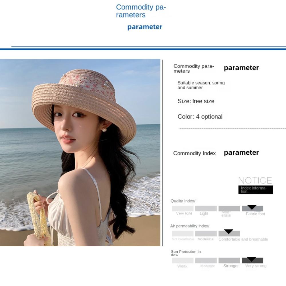Breathable Flower Fisherman Cap Large Brim Wide Brim Sun Hat Fashion Lace Bowknot Straw Hat  Beach