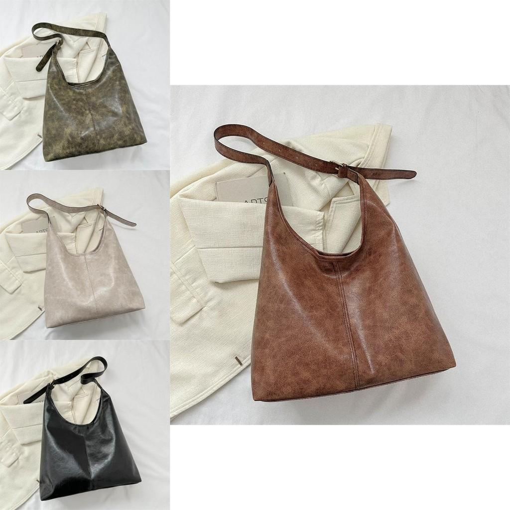 Casual Chic Large Capacity Shoulder Bag For Women Stylish Tote Vintage Design Available In Black Beige Green And Brown