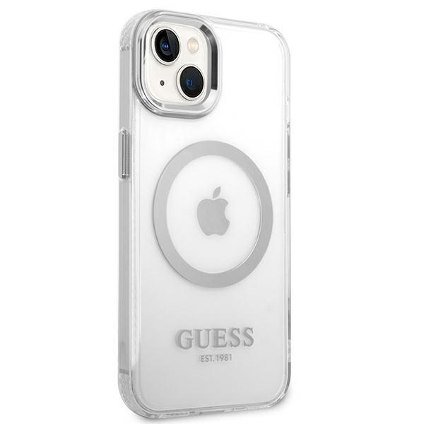 Guess Guhmp14Mhtrms Iphone 14 Plus / 15 Plus 6.7 Srebrny/Silver Twarde Etui Metalowa Obwódka Magsafe