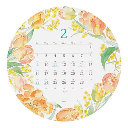 Midori 2025 Calendar Wall Hanging Round Country Time Wreath Pattern 31324006