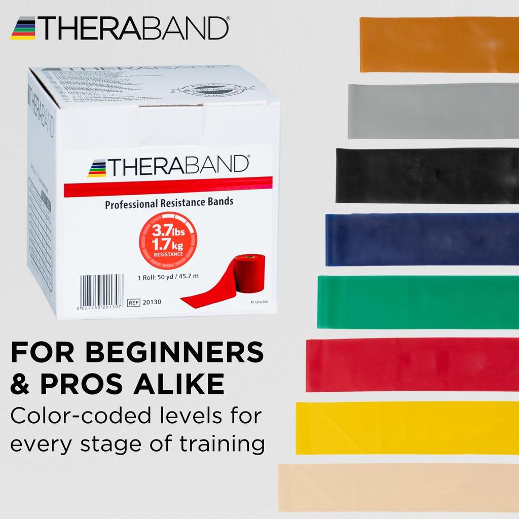 total red Theraband, 45.7m (50 yards), roll, (medium)