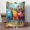 Rooster Fashion Print Blanket Beach Style Throw with HatWearing Roosters AllSeason Comfort Humorous Animal Design Gift