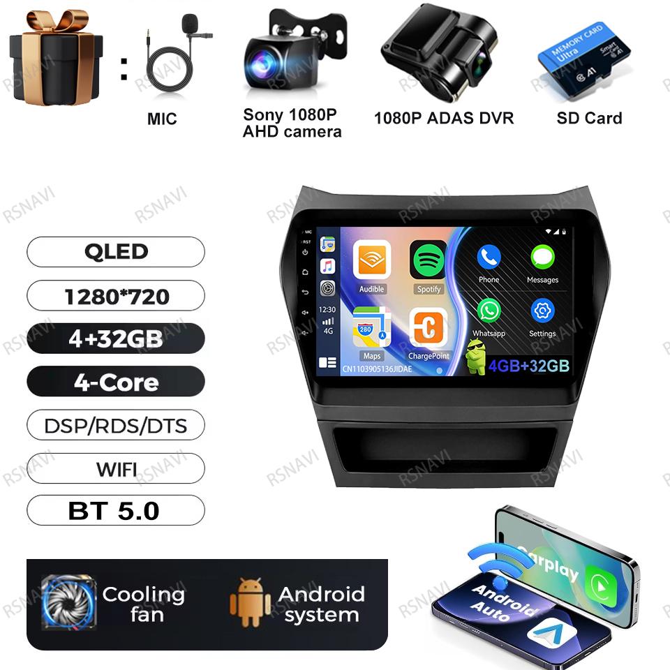 Car Radio Android 16 For Hyundai Ix45 Santa Fe 2013 2014 2015 2016 2017 Autoradio Qualcomm Navigation QLED BT GPS Head Unit DSP