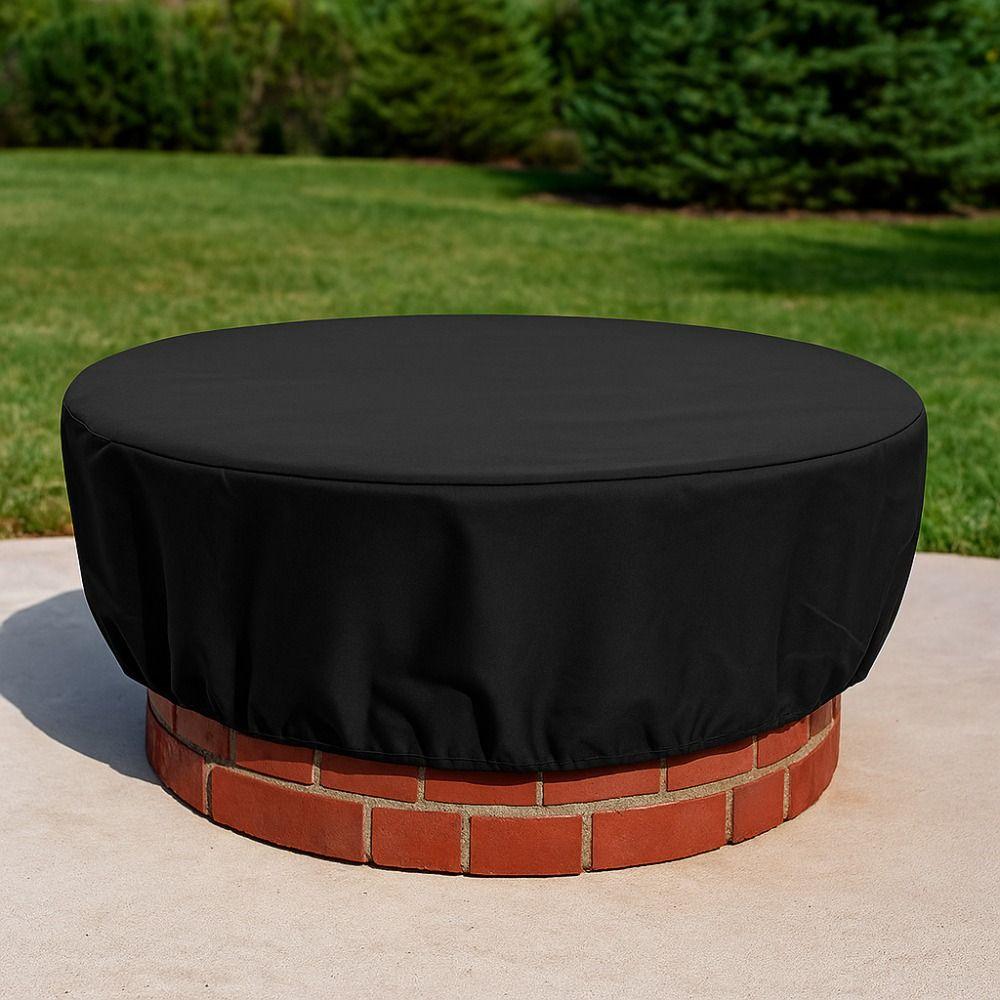 Weather Resistant Fire Pit Cover 600D Oxford Outdoor Fireplace Cover  Built-in Stone Firepits