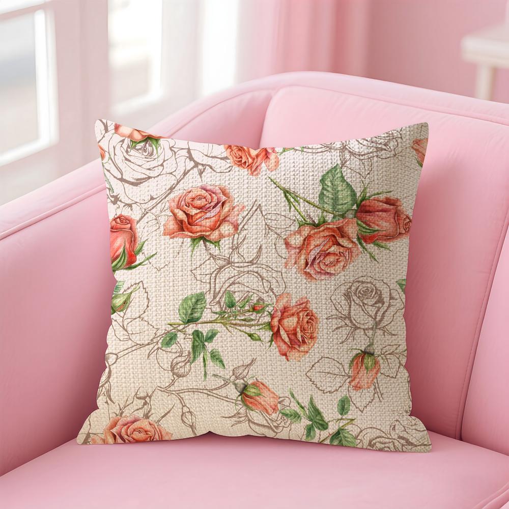 Classic Roses Flowers Cushion Cover Comfort Sofa Bed Silky Elegant Invisible Zipper Decorative Holiday Gifts