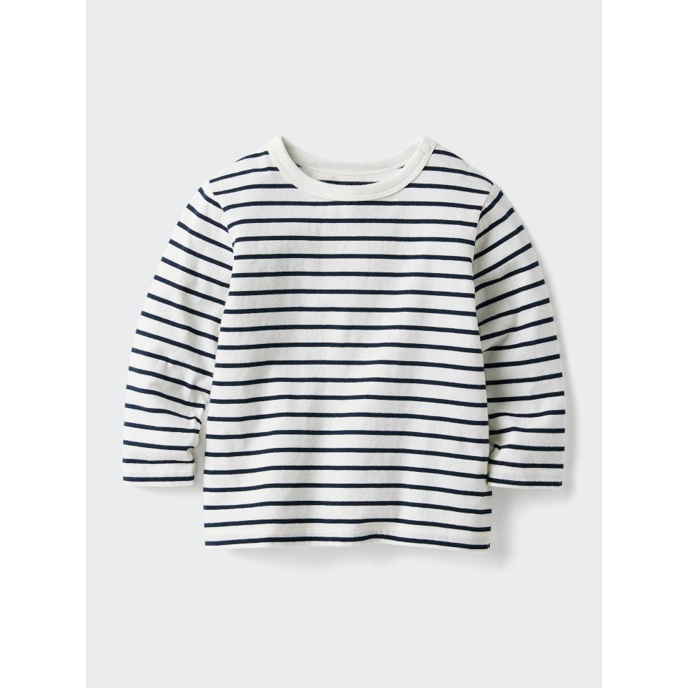 

Uniqlo BT Футболка с круглым вырезом с длинным рукавом в полоску 15 RED/BABY 80