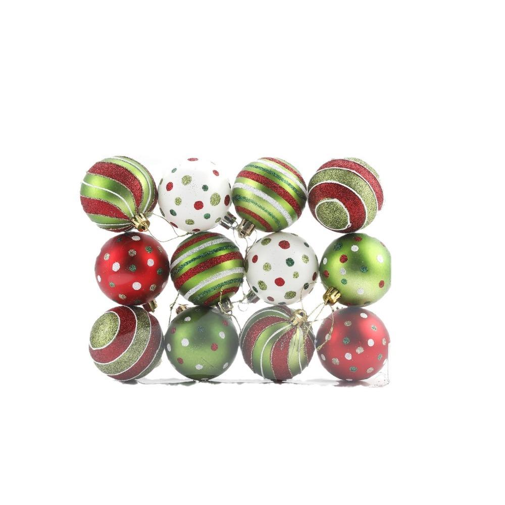 12pcs Plastic Electroplated Hanging Balls 6cm Xmas Tree Pendants  Home New Year Festival Gift