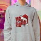Ho Ho Ho Santa Hat Printed Hoodie Christmas Graphic Unisex Holiday Sweatshirt S