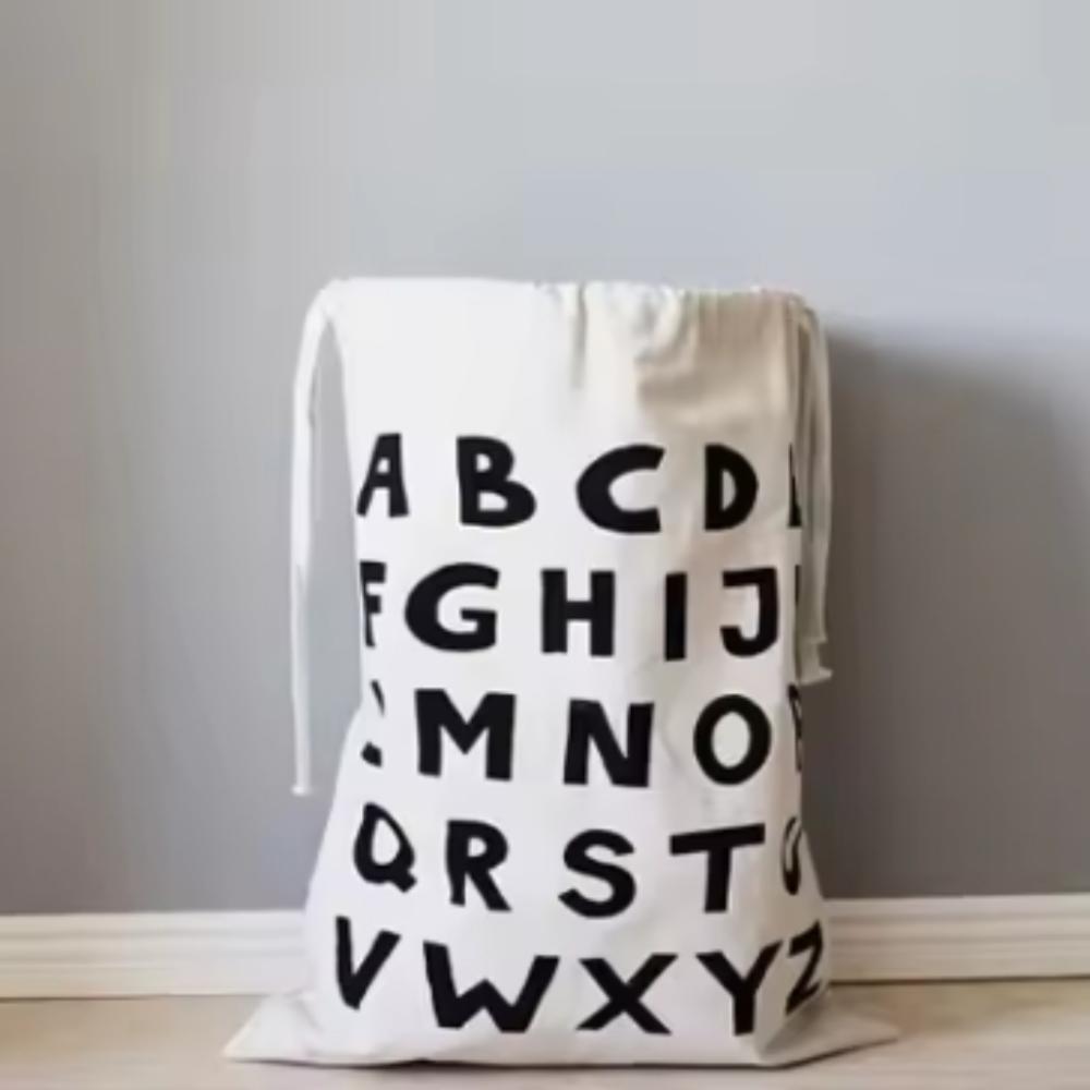 Printing Fabric Laundry Bag Cotton and Linen Drawstring Duffle Bag Durable Storage Bag