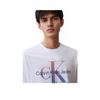 Calvin Klein Letter Print Casual Crew Neck Short Sleeve T-Shirt Unisex Tops Moonlight-White 40KC837-YAA