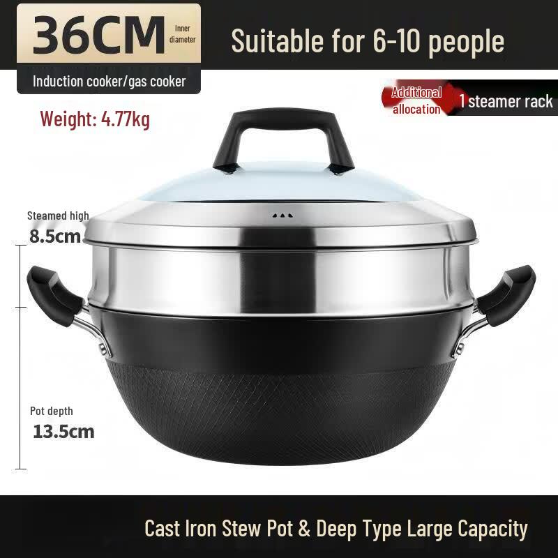Utuo Cast Iron Wok & Stew Pot