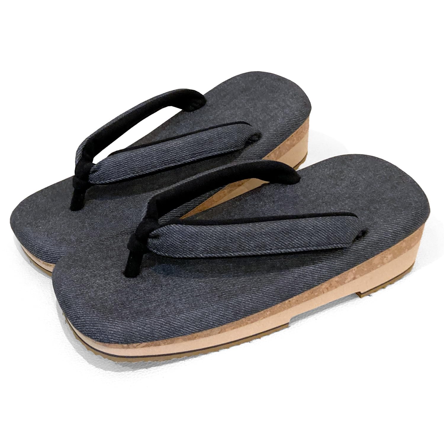 

Kyoto Kimono Yuzen Denim Geta Sizes Made in Cork One Size Fits All Men s Sandals, 25.5-27cm, Japan, Black, Strap, чёрный