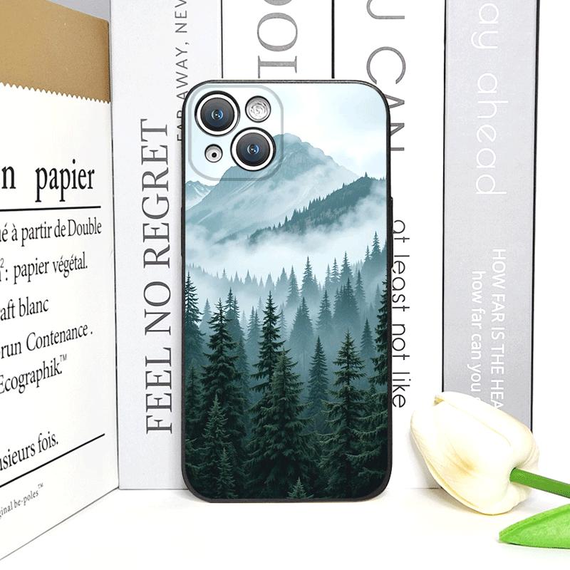 Vintage Green Forest Landscape Pattern Phone Case for iPhone 17 16 12 11 14 13 15 Pro Max Mini X XS MAX XR 7 8 14Plus Soft Cover