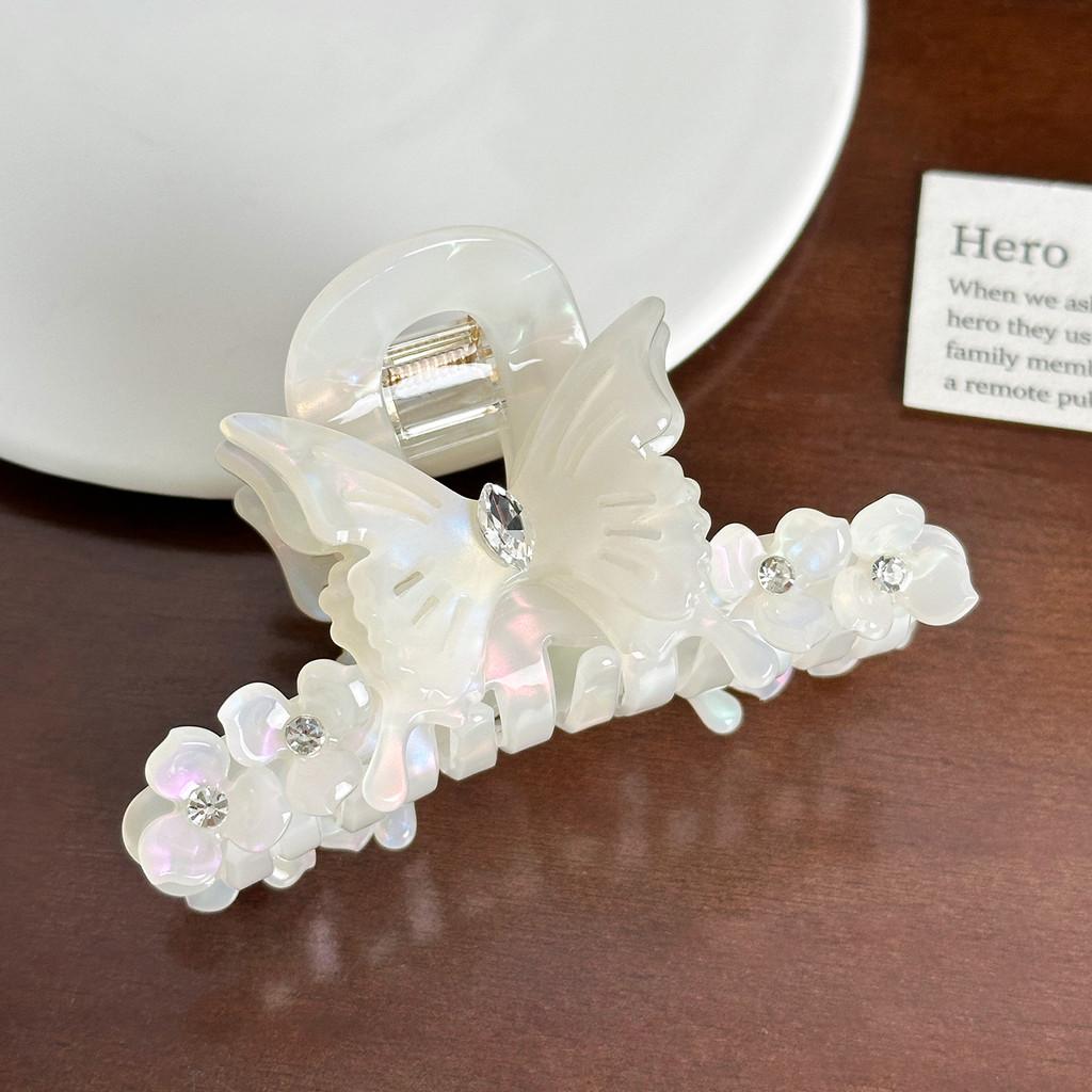 

Elegant Butterfly Design Rhinestone Hair Claw Clip For Stylish Updos And Ponytails Colorful White