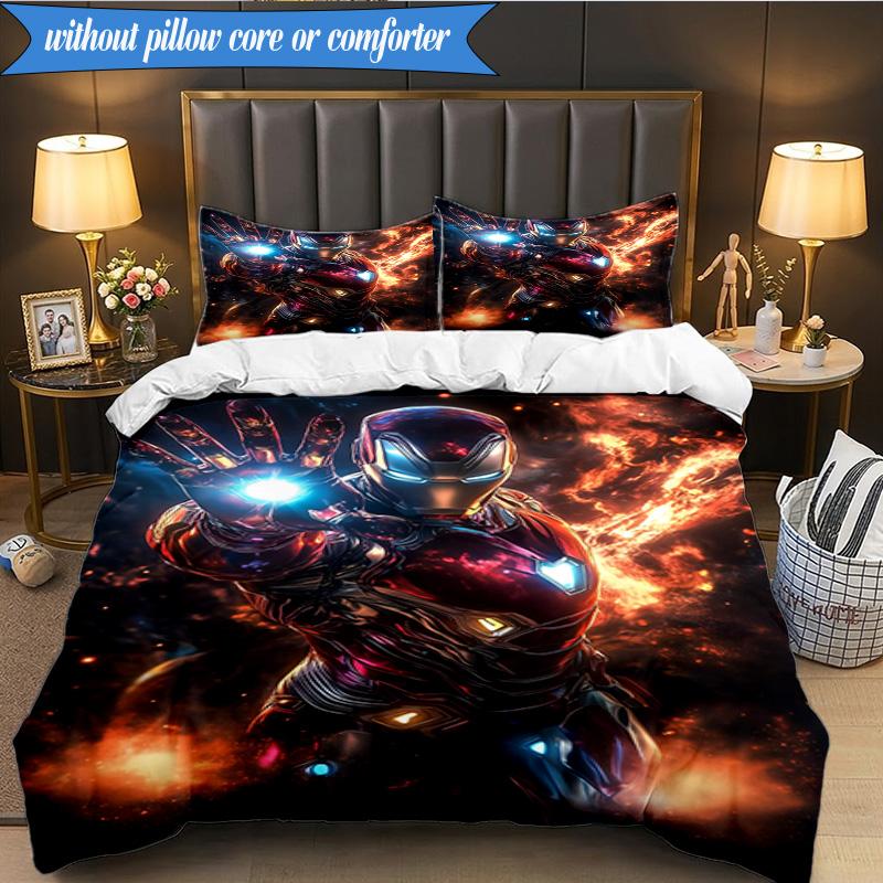 3PCS Iron In Action Bedding Set,Including 1pc Duvet Cover And 2pcs Pillowcases Perfect for Bedroom, Dormitory, Fan Christmas gift