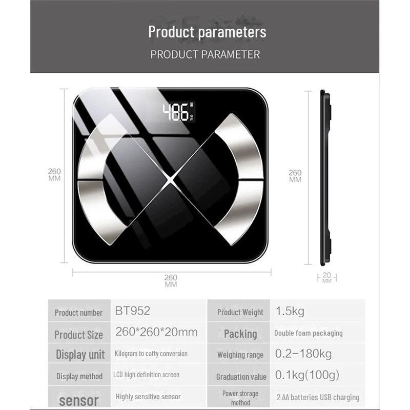 Upgraded Smart Rechargeable Body Fat and Weight Scale - Accurate Electronic Scale for Home Use