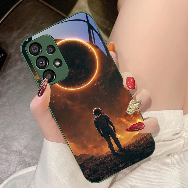 Red Moon Explorer For Samsung Galaxy S10 4G S20 11E 30 S21 22 S24 Fe Pro S23 S25 Ultra 5G S9 Tempered Glass Phone Case