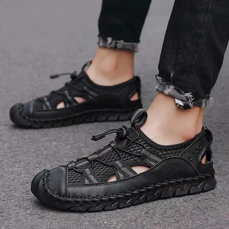 Summer Men Casual Shoes Leather Men's Sandals Comfort Non-slip Men Shoes  Designer Vintage Sandals Male New Erkek Ayakkabı