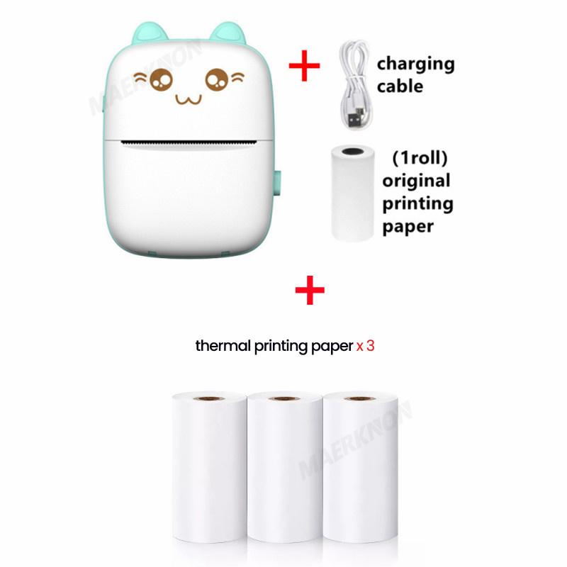 HD Mini Thermal Printer Portable Label Photo Printers Stickers Paper Inkless Wireless Cat Kid Impresora 200dpi Android IOS 57mm