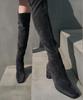 Moodnight Nora Span Knee-High Boots Suede - 3 Colors 6.5Cm Suede Spandex Knee-High Boots
