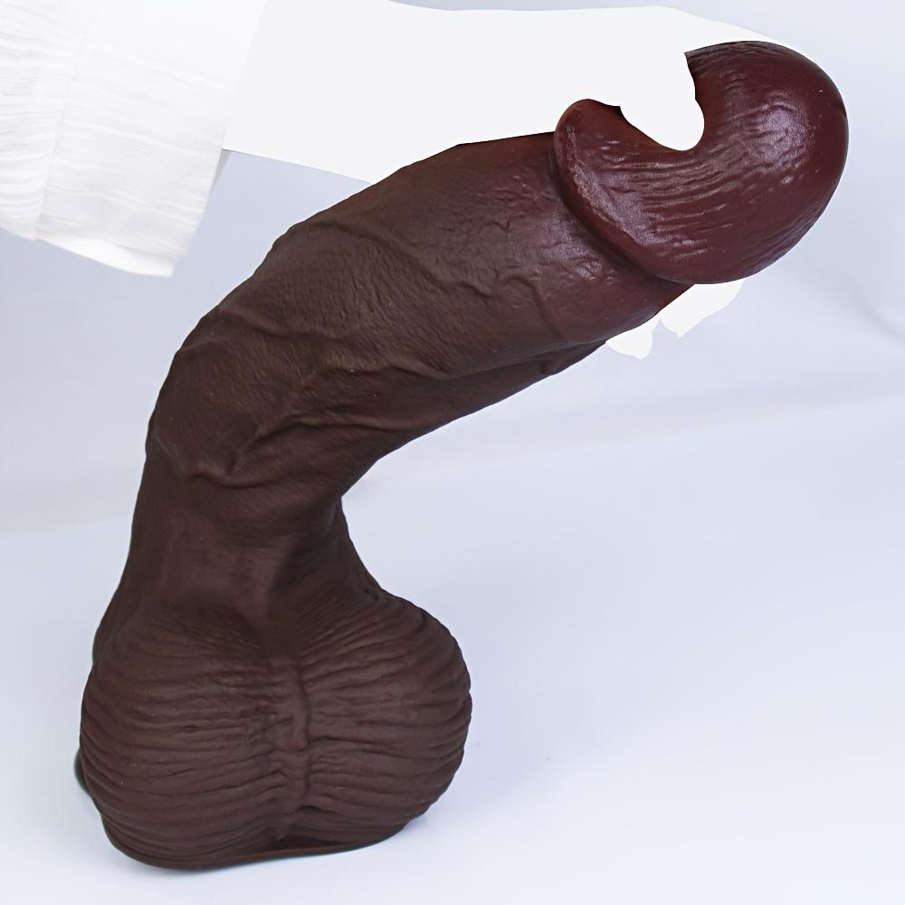 Extra Large Realistic Brown Dildo, Soft Liquid Silicone Sex Toy with Strong Suction Cup, Hands-Free G-Spot and Anal Pleasure for Women and Couples