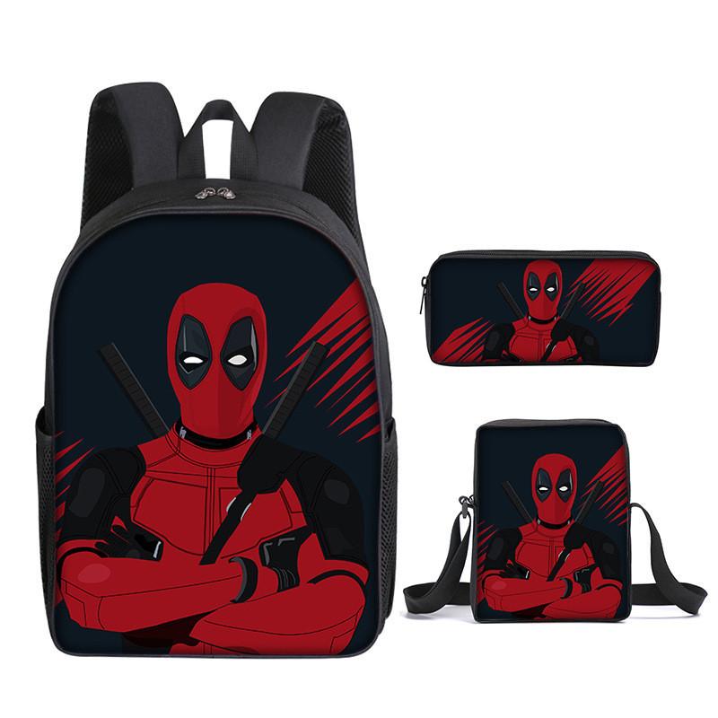 Deadpool 3pcs Student School Bag Backpack Lunch Bags Pencil Case Gifts Kids