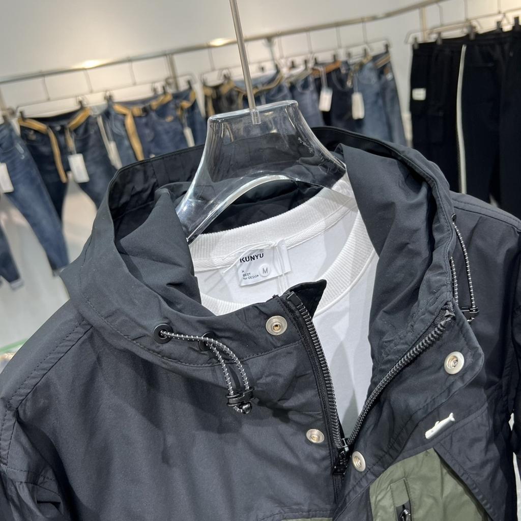 American Trendy Brand Tooling Jacket Men's Spring and Autumn New Color Matching Jacket Trendy Casual Versatile Hooded Jacket