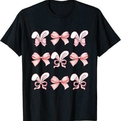 Cute Easter Bunny Face Coquette Bow Day T Shirt