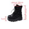 Novo Design Botas Punk Góticas para Motociclista Plataforma Salto Alto Grosso Cano Curto Botina Feminina Cool Salto Anabela Sapatos Femininos Pretos